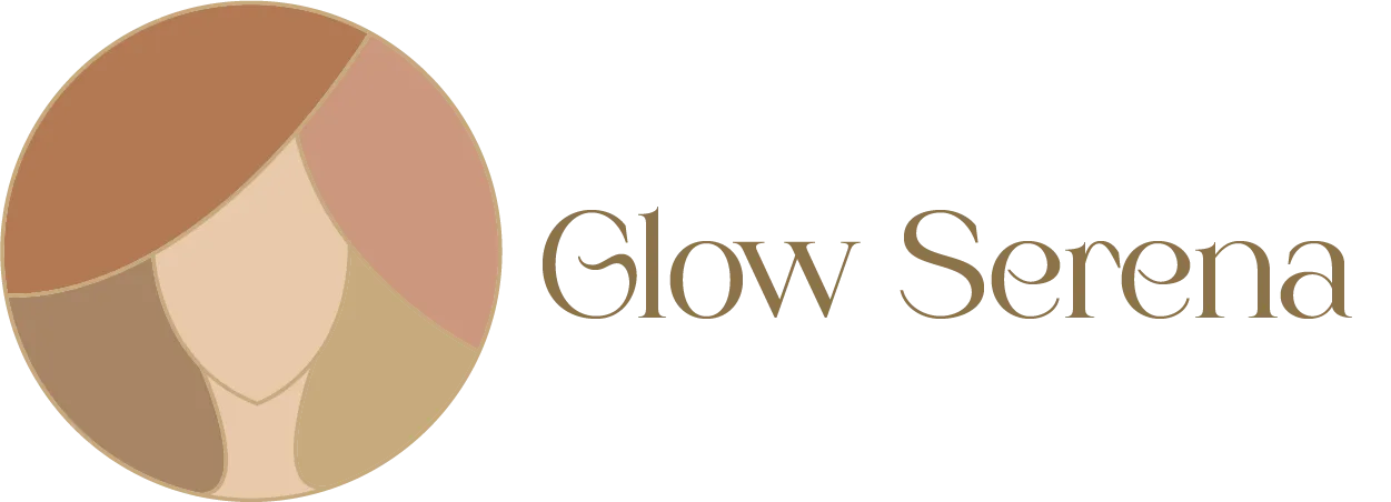 Logo circular en tonos tierra con silueta de mujer de frente y cabello abundante, formado por un patrón de formas orgánicas.